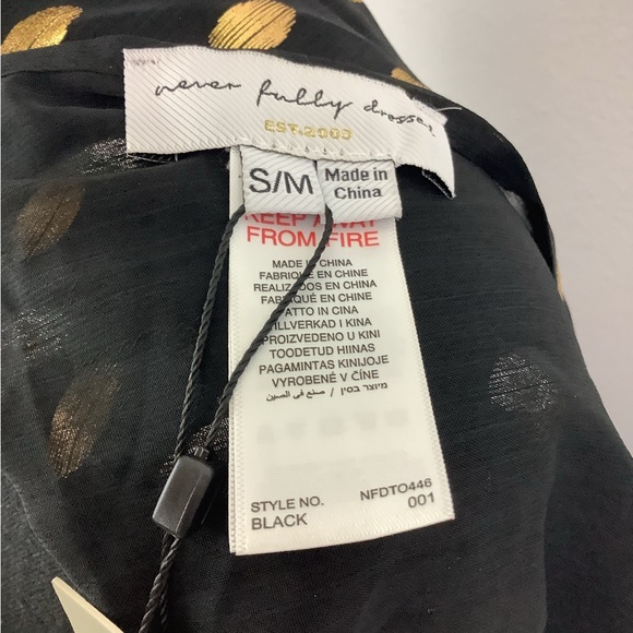 NWT Never Fully Dressed Black Multi Way flowy Dress/cover Gold dots on sheer - Picture 13 of 13